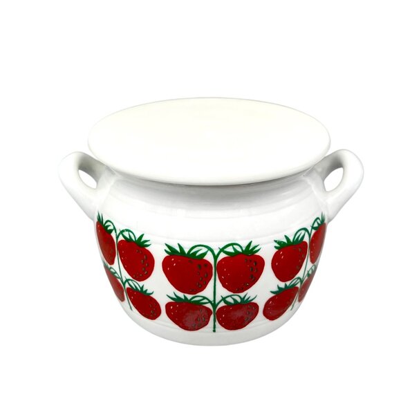 Arabia of Finland Strawberry Jam Jar Pot w/Lid Pomona Raija Uosikkinen 1960's - Picture 4 of 10